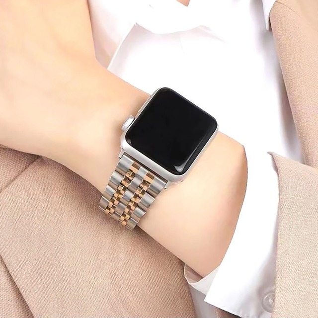 Metal Watch Bands Integrated Seven-bead Stainless Steel Classic Watch Strap Silver Rose Gold for Apple IWatch Ultra 49mm 45mm