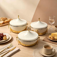 Ensemble de chauffe-plats isothermes de luxe JIN PENG, beige, 2L-3L, boîte à lunch en acier inoxydable, 3 pièces pour la maison