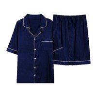Pyjamas d'été en soie pour femmes, shorts à manches courtes, ensemble de vêtements d'intérieur pour couples de la même couleur avec cardigan à revers