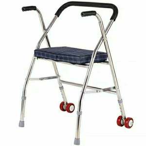 Xiangfeng <b>Walker</b> <b>Rollator</b> Thickened Stainless Steel Foldable Height Adjustable <b>Seated</b> Mobility Aid for Elderly - Product Image 3