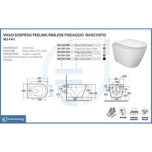 WC Sospeso Stile Europeo con Fissaggio Nascosto Nero Opaco Senza Brida Doppio Scarico Struttura Monoblocco per Applicazione in Bagno - Product Image 3