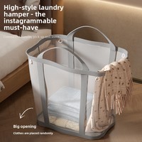 Panier à linge pliable en nylon grande capacité pour usage domestique, à suspendre au mur, pour salle de bain, rangement de vêtements et jouets