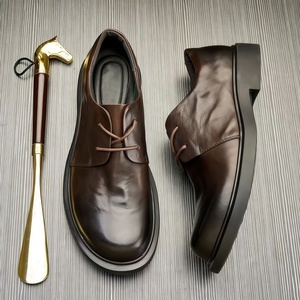 Chaussures habillées décontractées en cuir véritable pour hommes, à lacets, doublées de <span class=keywords><strong>velours</strong></span>, respirantes, automne et hiver - Product Image 1
