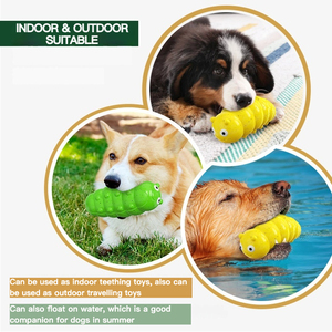 Yıkılmaz <span class=keywords><strong>TRP</strong></span> malzeme tırtıl şeklinde köpek çiğneme oyuncaklar yerleşik Squeaker Floatable diş çıkartma oyuncakları mevcut toptan - Product Image 2