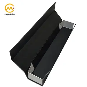 Personalizado largo rectangular plegable magnético cartón negro papel una rosa caja