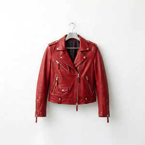 <b>Red</b> Winter Custom Genuine <b>Leather</b> Motorcycle <b>Jacket</b> <b>Men</b> Windproof Breathable Zipper Racing Wear Outerwear - Product Image 1