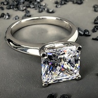 Vente bijoux fins classique plaqué rhodium 925 en argent Sterling carré princesse coupe Moissanite bague de fiançailles pour les femmes mariage