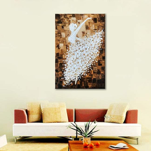 Pintura al óleo de bailarina de <span class=keywords><strong>Ballet</strong></span> hecha a mano sobre lienzo textura 3D paleta cuchillo moderno pintado a mano arte de la pared abstracto decoración pintura - Product Image 6