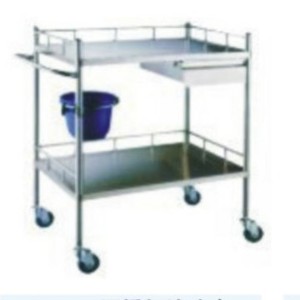 Carrito de Acero Inoxidable Kang Zhi Xing para Medicamentos, Vehículo Médico, Carro de Reparto de Medicamentos para Hospital, Tamaño Pequeño con Bandeja y Cubeta - Product Image 1