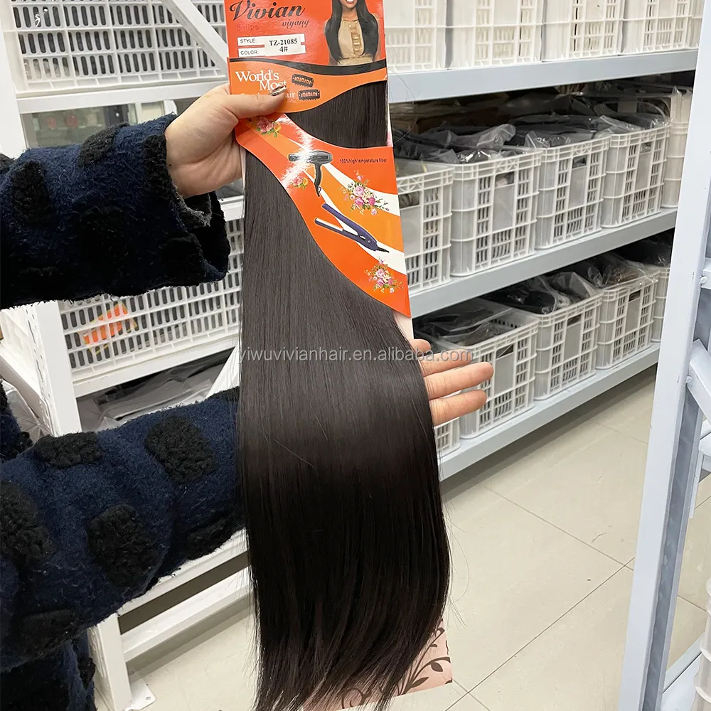 Estensione diritta di buona qualità de cabello sintetico con un pezzo capelli 5 clip clip da 24 pollici nell'estensione dei capelli confezione sintetica