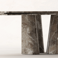 Table à manger en marbre Dream Home, plateau multicouche, pieds cylindriques effilés, mobilier de salle à manger moderne et luxueux