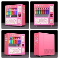 Distributeurs automatiques de bonbons colorés avec fonction de paiement par jeton QR Code, corps métallique, intégration cloud, rose