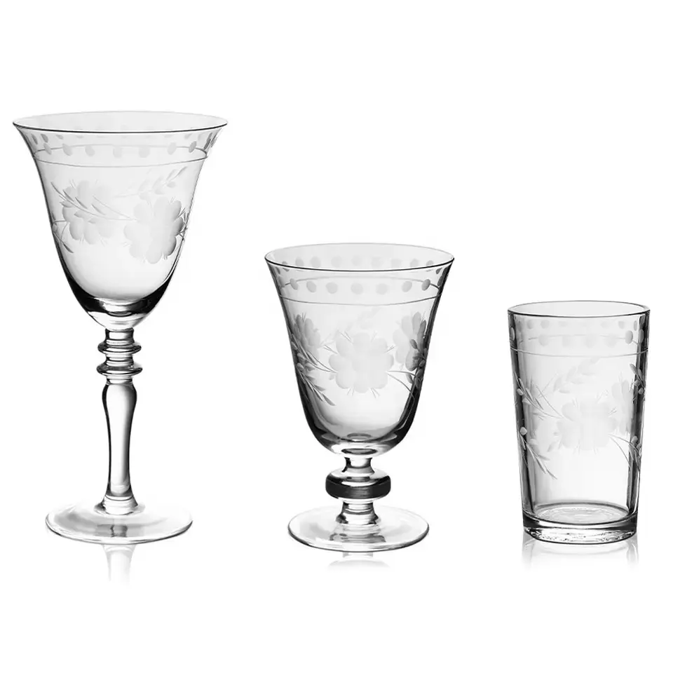 NY En stock Décoration de mariage gobelet gravé vintage verre à vin flûte à champagne verre