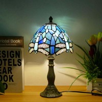 Lampe de table en verre teinté style baroque rétro avec motif de roses et de raisins, lampe de chevet LED pour la décoration de la chambre à coucher