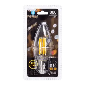 Lampadina LED a filamento trasparente C35 E14 8W - Efficienza energetica, luce calda ideale per decorazione e ambienti - Product Image 2