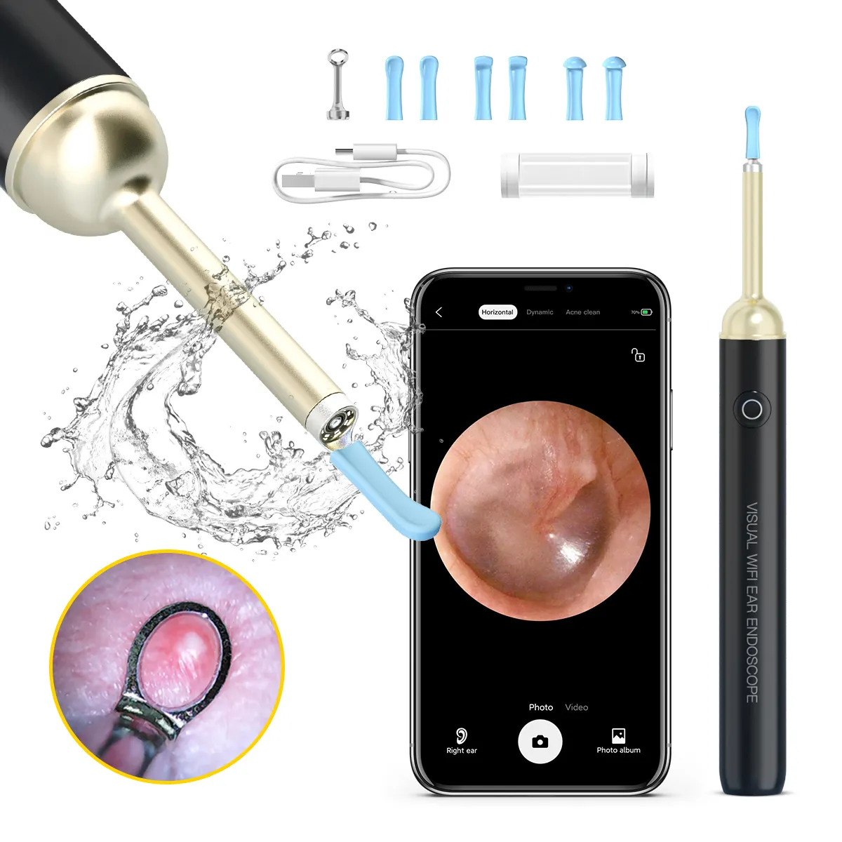 Suear trova Mini 3.5mm 5MP visual ear spoon beauty prodotti per la cura personale dispositivi rimozione cerume con fotocamera