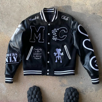 Fabricant OEM de Blouson Teddy Universitaire Homme en Cuir, Broderie Chenille et Coupe Courte, de Haute Qualité