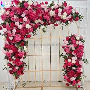 LEDA Customized Wedding Party decoration Pink <b>Artificial</b> Rose <b>Flowers</b> Peony Handmade <b>Flower</b> Runner Soft Irregular - Product Image 1