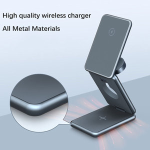 Chargeur sans fil pliable magnétique en alliage d'aluminium fin, chargeur 3 en 1 en métal tendance, vente chaude - Product Image 5