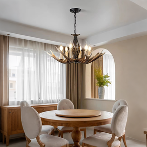Lámpara de Araña de Resina con Diseño de Asta de Ciervo, <span class=keywords><strong>Estilo</strong></span> Americano Retro, para Sala de Estar, <span class=keywords><strong>Comedor</strong></span>, Decoración Nórdica Creativa para Cafetería, Casa de Huéspedes o Cabaña - Product Image 6