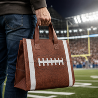 Sac fourre-tout non tissé personnalisé avec imprimé football américain, réutilisable, thème sportif, cadeau pour exposition, fête d'enfants, usage promotionnel