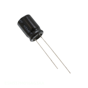 Condensador de canal del fabricante CAP ALUM 330UF 20% 16V RADIAL TH ESH337M016AG3AA de montaje a través de orificio 330 uF - Product Image 1