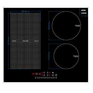 כיריים אינדוקציה חשמליות מובנות לבית, איכות גבוהה, עם בקרת מגע FLEX ZONE, מתוצרת מפעל - Product Image 2