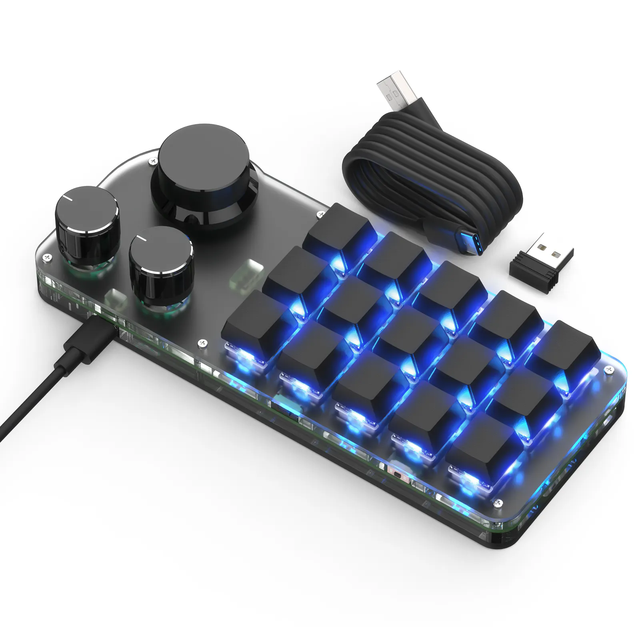 HT Mechanical Multifunction Macro Programmable in Stock 2.4G Wireless Mini Custom Keyboard 3 6 9 12 15-key Hot-swap
