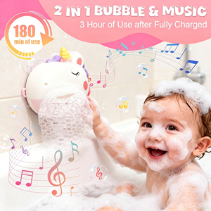 Jouets de bain pour enfants, machine à bulles rechargeable, machine à bulles automatique avec 12 musiques, jouet aquatique pour baignoire et douche, jouets de bain pour bébé - Product Image 2