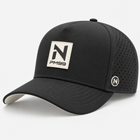 Casquette de baseball noire personnalisable avec logo, chapeau de golf performant, côtés perforés au laser, respirant, visière incurvée, fournisseur en gros
