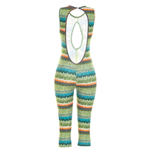 Viviblook J26JP123 Mono de una pieza para mujer, de verano, con espalda descubierta, estampado colorido, ceñido al cuerpo, de cintura alta, para discoteca - Product Image 6