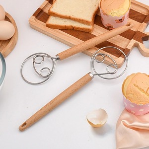 Batidora de mano creativa de 10 pulgadas para pan danés, utensilio de repostería de acero inoxidable, batidor de masa, batidor de huevos, herramienta mezcladora con mango de madera - Product Image 2
