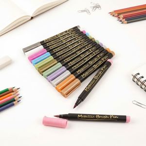 12 Colors <b>Set</b> Pack Metallic Marker Pen Promotional Multi-color Dual Tips Permanent Fabric Marker - Product Image 1