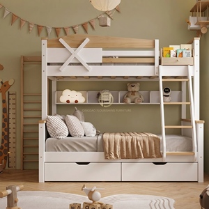 Letto a Castello Multifunzionale <span class=keywords><strong>Salvaspazio</strong></span> per Bambini con Scivolo e Armadio, Struttura in Legno per Camere Piccole - Product Image 4