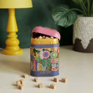 1.3L Square Tin Box with 108x108x118mm Shape <b>Pattern</b> Colorful 1.3L Dome Lid Recyclable Food Grade <b>Paper</b> Containers Embossed Logo - Product Image 3
