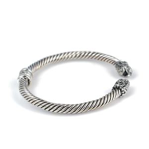 925 <b>Sterling</b> <b>Silver</b> Falcon Head Twisted Romantic <b>Mens</b> <b>Bracelet</b> with Natural Stone Spring Clasp Handmade Turkish Jewelry - Product Image 2