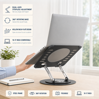 Support pour ordinateur portable avec ventilateur de refroidissement, alimentation USB magnétique, rotation à 360° °   Base rotative pliable en acier à réglage progressif pour bureau et maison – Vente en gros