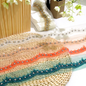 Tinh Tế Handmade 4Cm Chiều Rộng Đính Cườm Và Sequined Tinh Tế Vải Tuyn Ren Đính <span class=keywords><strong>Trim</strong></span> Cho Thanh Lịch May Mặc Và Thủ Công Trang Trí - Product Image 3