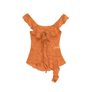 Women's Irregular Ribbon Lace Tie Strap Casual <b>Top</b> Fashion - Product Image 4