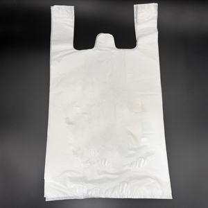 Camiseta de supermercado de grado alimenticio Uso en restaurante Disponible Bolsas de compras de plástico blanco pequeñas a granel con asas termoselladas - Product Image 6