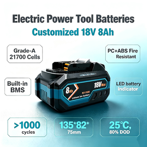 Batterie pour outils électriques <span class=keywords><strong>Makita</strong></span> 18V 8.0Ah 10.0Ah avec cellules 21700, BMS intégré, prend en charge les sorties à courant élevé pour perceuses et clés à chocs - Product Image 2