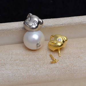 Colgante de Plata S925 con Perla Barroca y Baño de Oro, Diseño de Cerdo del Zodiaco, Accesorio de Joyería Bohemia para Mujer 4418 - Product Image 1