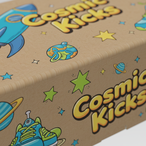 Tùy Chỉnh Dễ Thương Đầy Màu Sắc Mô Hình Người Ngoài Hành Tinh Tên Lửa Sao Trẻ Em Hộp Giày Bao Bì Sóng Tuck End Hộp - Product Image 3