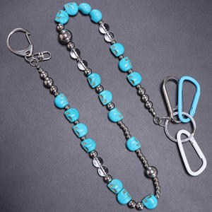 Cadena de cintura con cuentas de calavera azul turquesa para uso casual, material de aleación de zinc, diseño de una sola capa - Product Image 3