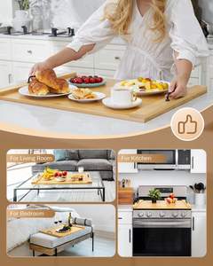 Planche à découper avec couvercle de cuisinière en bambou avec poignées - 30 x 22 pouces, <span class=keywords><strong>protection</strong></span> multifonctionnelle pour cuisinières électriques et à gaz, comptoir de camping-car - Product Image 3