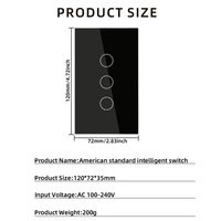 Interruptor de Luz Táctil Inteligente WiFi para EE. UU., 1, 2, 3 o 4 Botones, Con o Sin Neutro, Panel de Vidrio, Control Remoto por App, Voz Alexa Google, 2000W para Hogar y Oficina