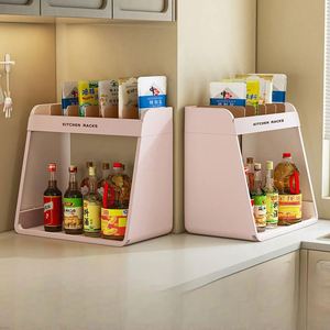 Kitchen Double Tier Durable Plastic Modern Multifunction Spice Storage Organizer - Product Image 1