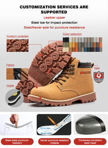 حذاء رياضي من الجلد الطبيعي المقاوم للماء S3 مضاد للبكتيريا أحذية عمل من الفولاذ أحذية السلامة الصناعية للرجال - Product Image 4