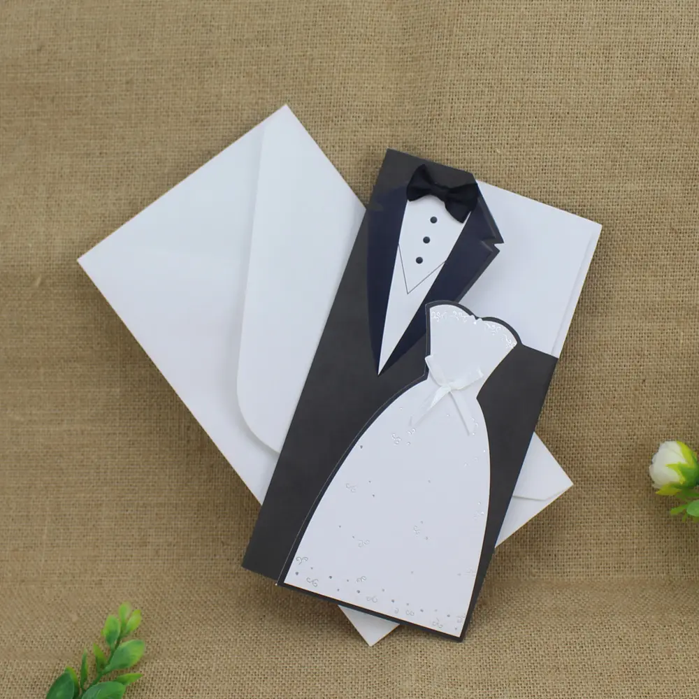 Cartões personalizados do convite do casamento Cartões do aniversário do casamento com retrato da noiva e do noivo