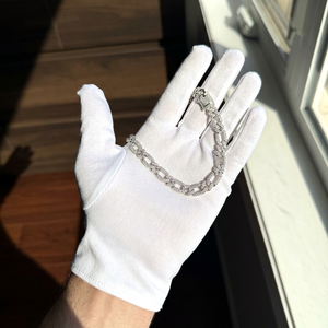 Pulsera de eslabones cubanos de moissanita chapada en rodio estilo Hip Hop, plateada y con incrustaciones de circonitas, para uso unisex en bodas y moda diaria. - Product Image 1